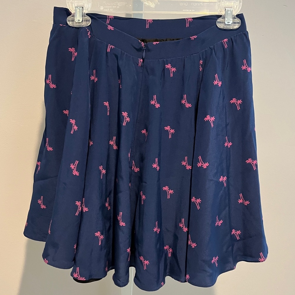 Amanda Uprichard palm tree print blue/pink silk  skirt size S